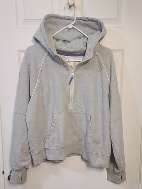 Offline Aerie Quarter Zip Heather Grey Hoodie Cotton Thick Scuba Comfy Thumb